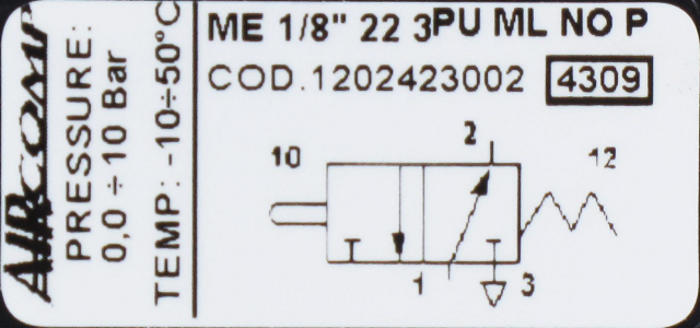 Distributeur pneumatique à commande mécanique poussoir 3/2-G1/8 ressort NO Distributeurs pneumatiques