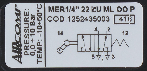 Distributeur pneumatique cde mécanique levier galet technopolymère uni. 5/2-1/4  Distributeurs pneumatiques