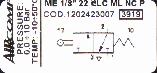 Distributeur pneumatique commande mécanique levier à galet à roulement 3/2-G1/8  Distributeurs pneumatiques