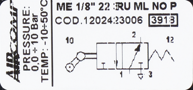 Distributeur pneumatique commande mécanique levier à galet unidirect. 3/2-G1/8  Distributeurs pneumatiques