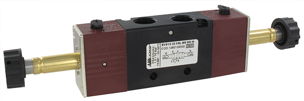 Distributeurs à double commande électro-pneumatique 5/2 bistable - 5/3 (G1/4'') Distributeurs électro-pneumatiques 5/2 bistable 5/3 série 128 (G1/4'' - 650 à 1000 Nl/min)
