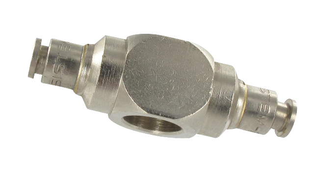 Double banjo fitting in nickel-plated brass 1/8-8 Pneumatic push-in fittings