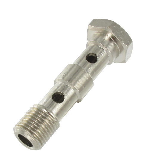 Double screws for single or double BSP cylindrical banjo in nickel-plated brass Pneumatic push-in fittings