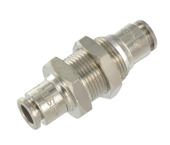 Double wall push-in fitting in nickel-plated brass T12-12 SISTEM - Push-in fittings in nickel plated brass