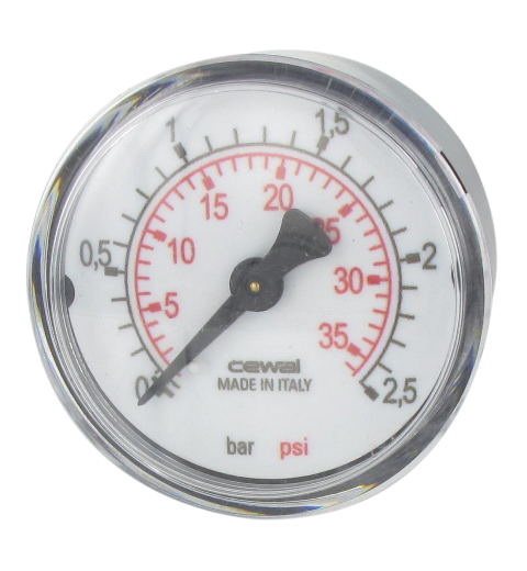 Pressure gauge Ø50 axial connection 1/4 0-2,5 bar Pneumatic components