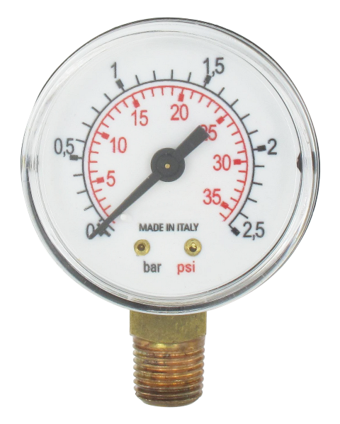 Pressure gauge Ø50 radial connection 1/4 0-2,5 bar
