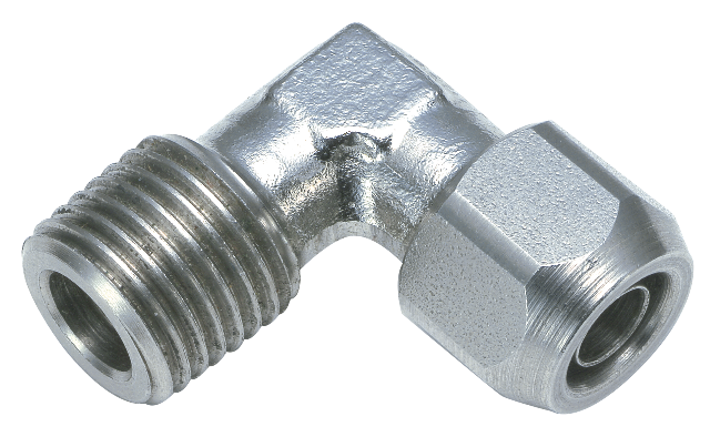 Elbow male push-on fittings, BSP tapered thread in stainless steel