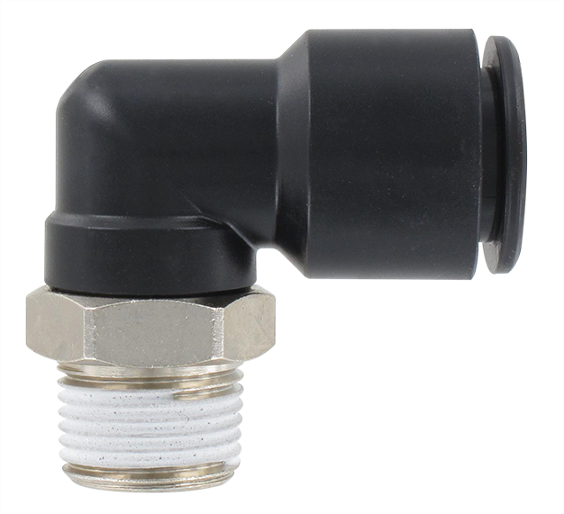 Elbow male swivel push-in fitting BSP tapered in technopolymer T14-3/8 Pneumatic push-in fittings