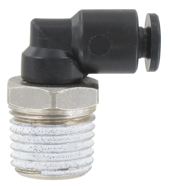 Elbow male swivel push-in fitting BSP tapered in technopolymer T4-1/4