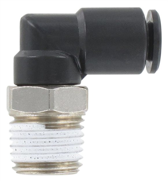 Elbow male swivel push-in fitting BSP tapered in technopolymer T6-1/4 Pneumatic push-in fittings