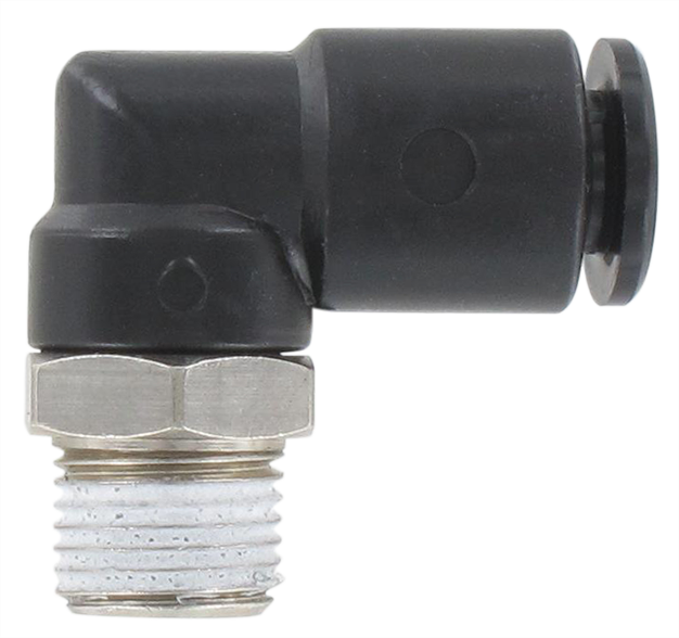 Elbow male swivel push-in fitting BSP tapered in technopolymer T6-1/8