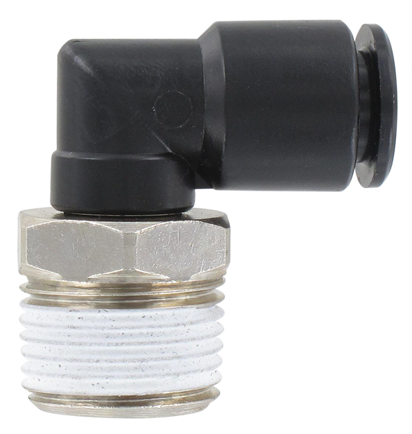 Elbow male swivel push-in fitting BSP tapered in technopolymer T8-3/8 Pneumatic push-in fittings