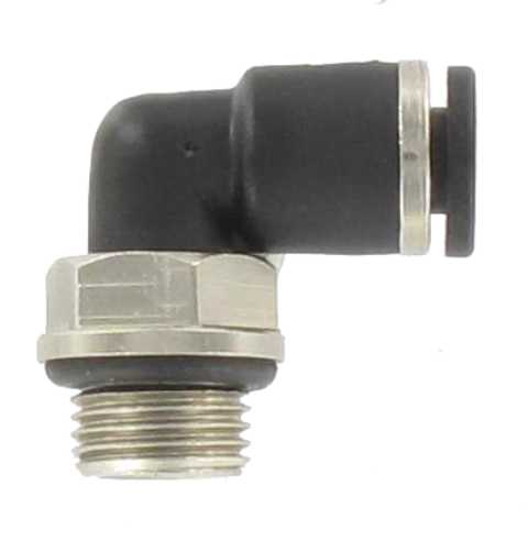 Elbow push-in fitting male swivel BSP cylindrical in resin T4-1/8