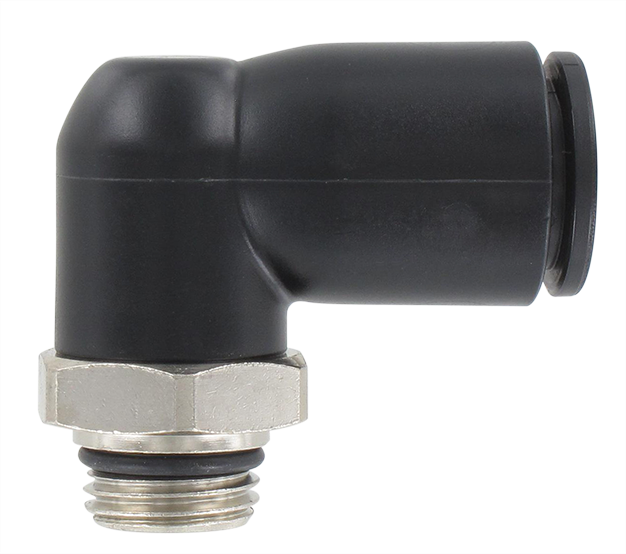 Elbow push-in fitting male swivel BSP cylindrical in technopolymer T12-1/4 Pneumatic push-in fittings