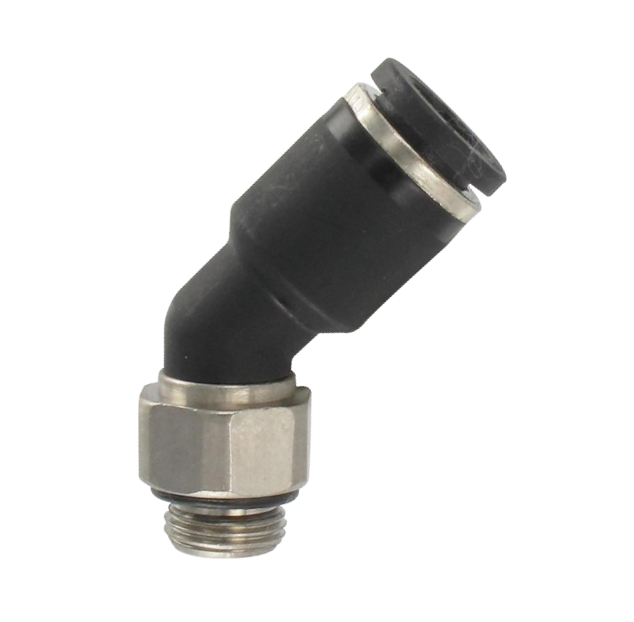 Elbow push-in fittings 45° male swivel BSP cylindrical in resin