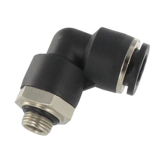 Elbow push-in fittings male swivel BSP cylindrical in resin