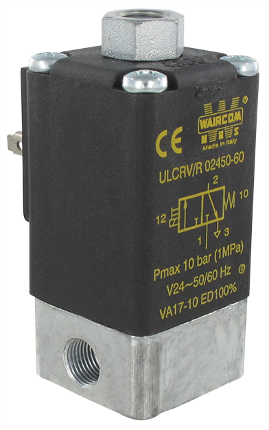 Electro-distributeur pneumatique 3/2 NF monostable 24 VAC 1/8\" cde man. bistable UL - Electro-distributeurs à commande directe