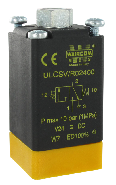 Electro-distributeur pneumatique 3/2 NF monostable 24 VDC cde manuelle bistable UL - Electro-distributeurs à commande directe
