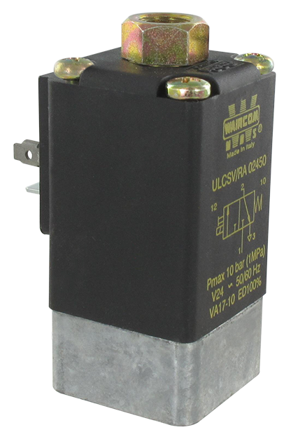 Electro-distributeur pneumatique 3/2 NF monostable 24VAC cde manuelle bistable UL - Electro-distributeurs à commande directe