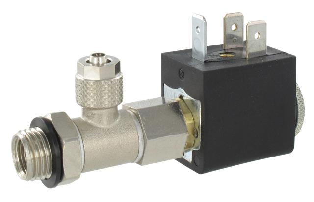 Solenoid valve with 1/4\"-T6/4 push-on connection 24V DC