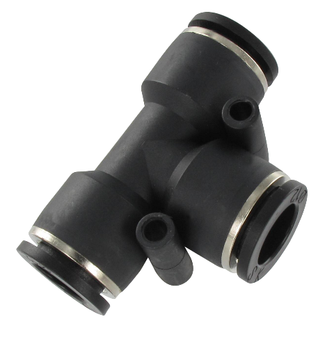 Equal and unequal T push-in fittings in resin Pneumatic push-in fittings