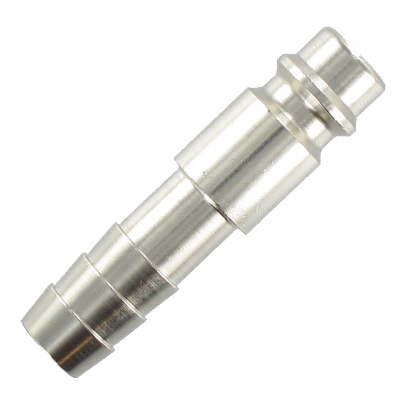 EURO profile barb connector plug D7.4 mm in nickel plated brass T10