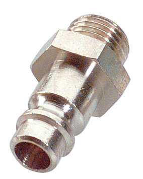 EURO profile BSP male cylindrical plugs D7.4 mm in nickel plated brass Quick-connect safety couplings in metal