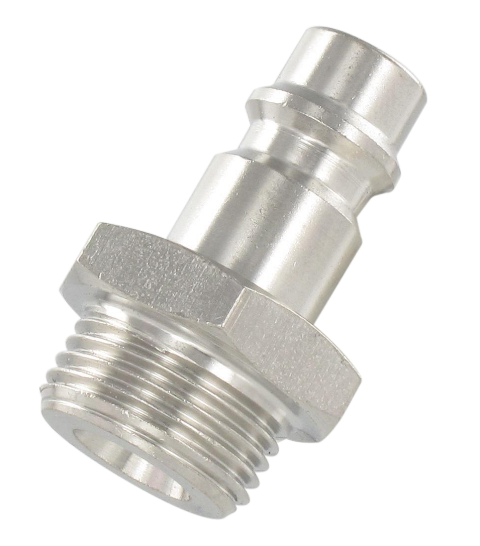 EURO profile BSP male cylindrical plugs D7.4 mm in stainless steel Quick-connect couplings