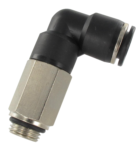 Extended male swivel BSP cylindrical elbow push-in fittings in resin Pneumatic push-in fittings