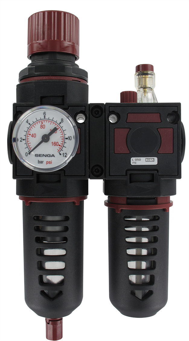 Filter Regulator+Lubricator without pressure gauge 0-8 bar 20µ G3/8'' Pneumatic components