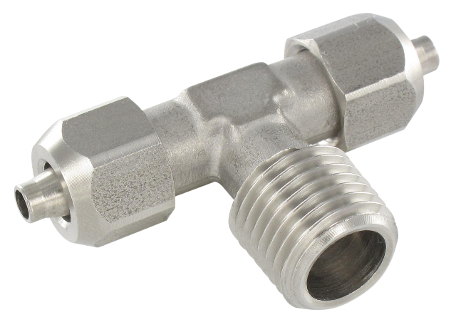 Fixed male T push-on fitting, BSP tapered thread in stainless steel  10/8 - 1/4 Push-on fittings