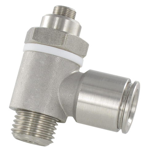 Flow Control Valves BSP cylindrical stainless steel push-in connection exhaust