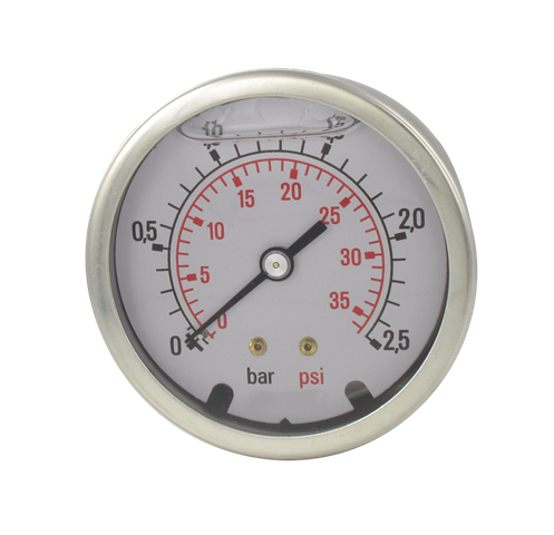 Glycerine bath pressure gauges stainless steel case D63 axial connection G1/4''