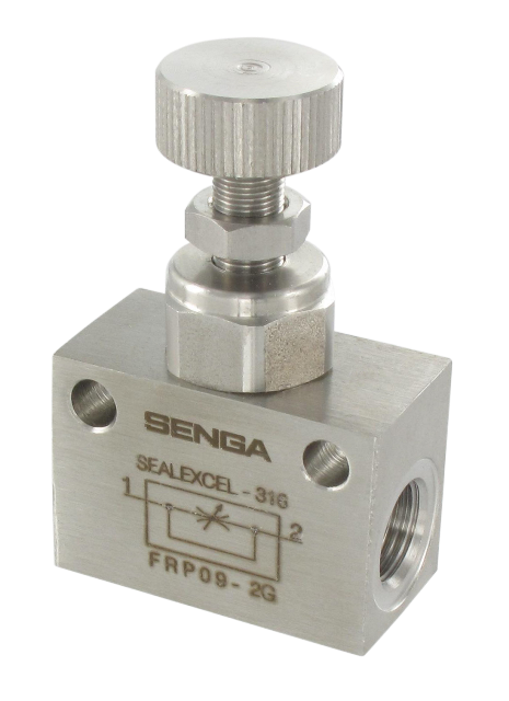 In-line bi-directional knurled flow controllers stainless steel