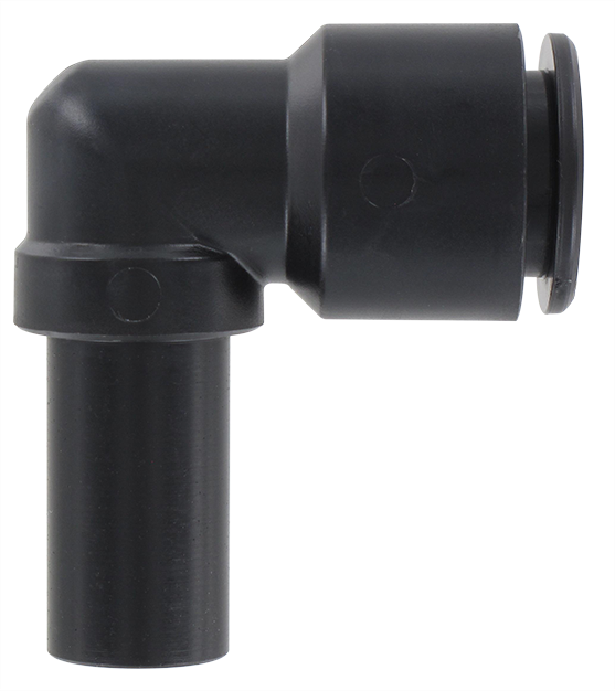 L-shaped push-in fitting with snap-in pin in technopolymer T14 Pneumatic push-in fittings