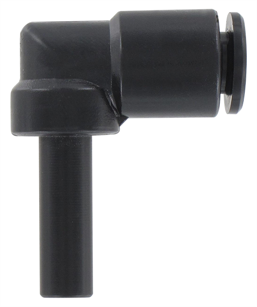 L-shaped push-in fitting with snap-in pin in technopolymer T6 Pneumatic push-in fittings
