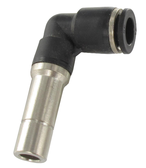 L-shaped push-in fittings with snap-in resin pin Pneumatic push-in fittings