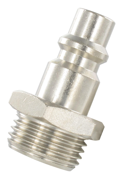 ISO-B profile BSP cylindrical male plugs DN8 mm in nickel plated brass for compressed air Quick-connect couplings