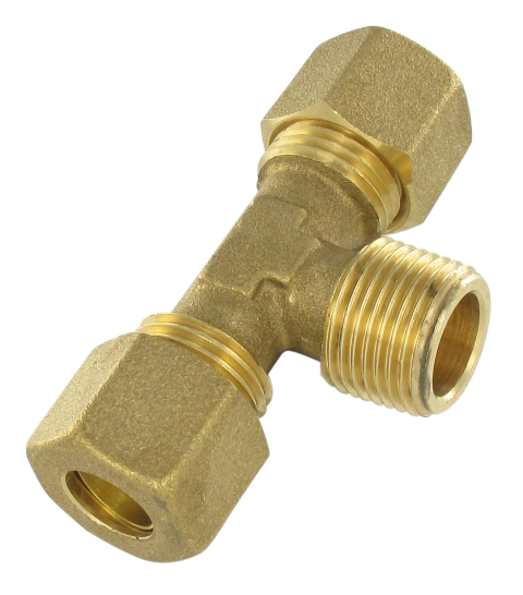 Male T bicone ring fittings, centre tap, BSP tapered thread