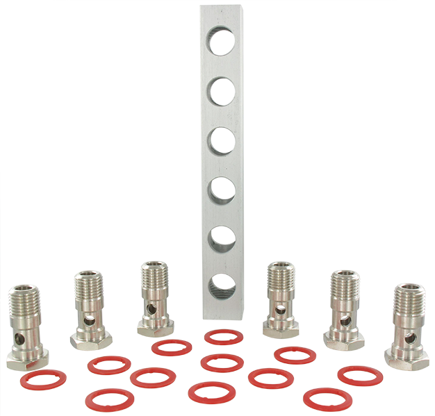 Manifolds + screws for G1/8\"- G1/4\" series 120-125-127 pneumatic valves