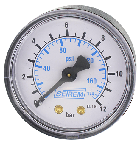 Manomètre sec boîtier ABS D50 raccord axial conique 1/8\" 0-12 bar