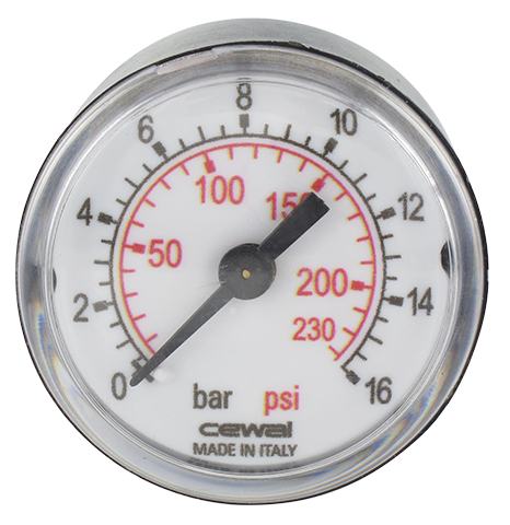 Manomètre sec boîtier ABS Ø40 raccord axial 1/8\" 0-16 bar