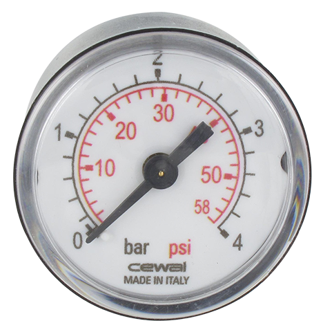 Manomètre sec boîtier ABS Ø40 raccord axial 1/8\" 0-4 bar