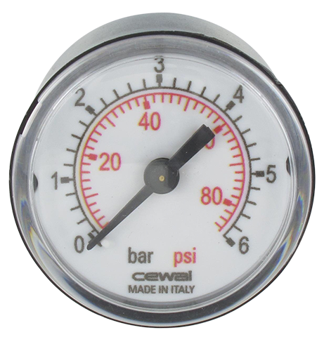 Manomètre sec boîtier ABS Ø40 raccord axial 1/8\" 0-6 bar Manomètres air comprimé