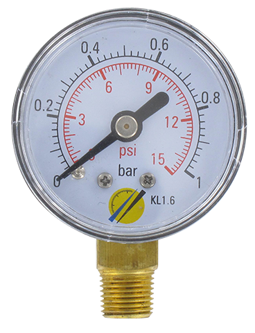 Manomètre sec boîtier ABS Ø40 raccord radial 1/8\" 0-1 bar Composants pneumatiques