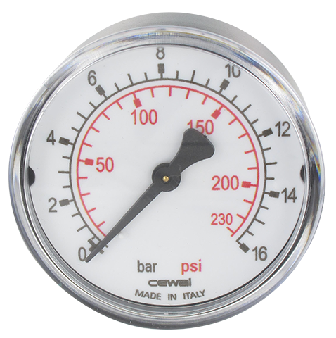 Manomètre sec boîtier ABS Ø63 raccord radial 1/4\" 0-16 bar