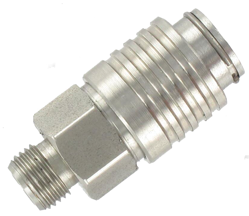 Mini-coupleurs mâle cylindrique passage 5 mm en INOX 316L