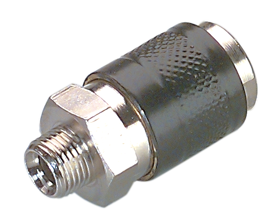 Mini-coupling double shut-off male cylindrical 5 mm bore 1/8
