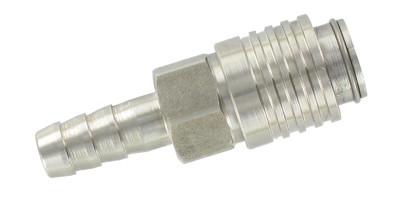 Mini-couplings double shut-off plug with barb connector 5 mm passage in stainless steel 316L