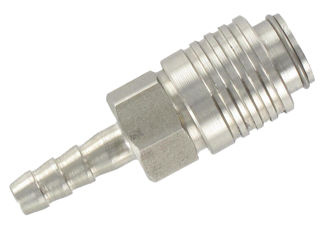 Mini-couplings with 5 mm barb connector in stainless steel 316L